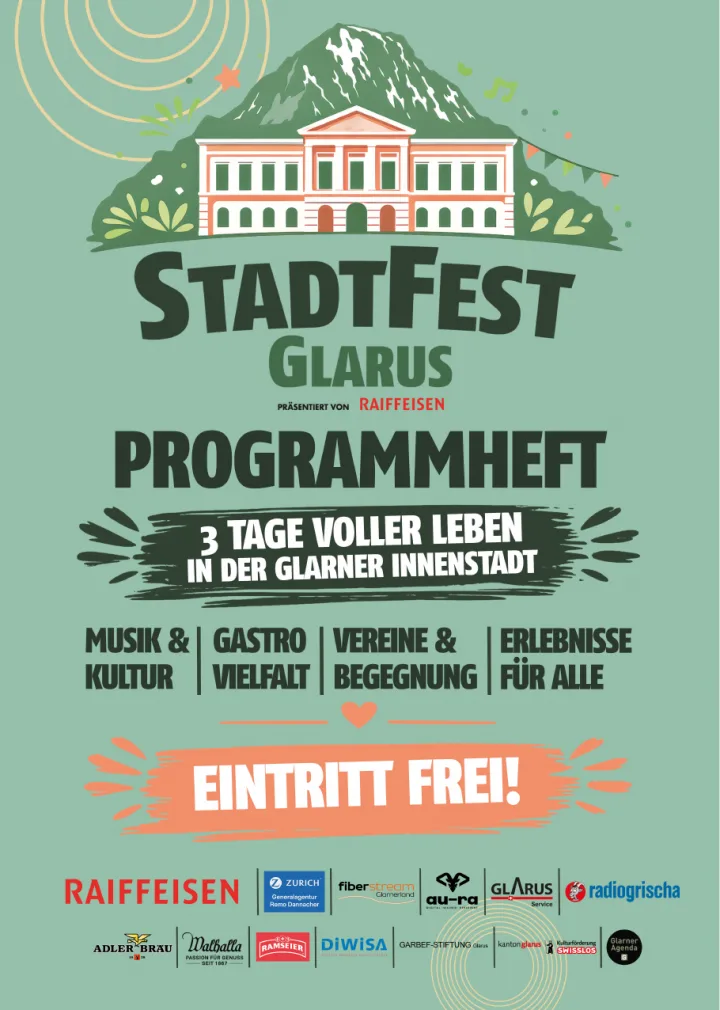 Cover des Festprogramm-Hefts Stadtfest Glarus 2026
